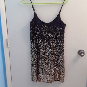 Sequin mini dress xs saks fifth avenue gold black